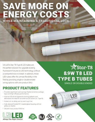 8.9W T8 LED Tubes Sell Sheet